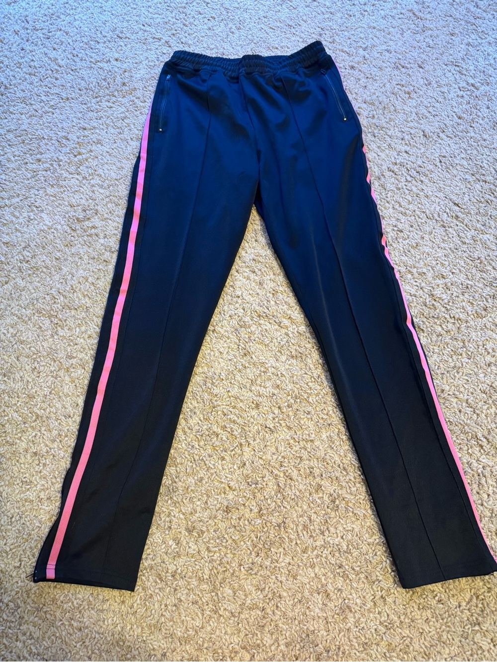 NWT American Tall Black Track Pants with Pink Side Stripes - Picture 3 of 13